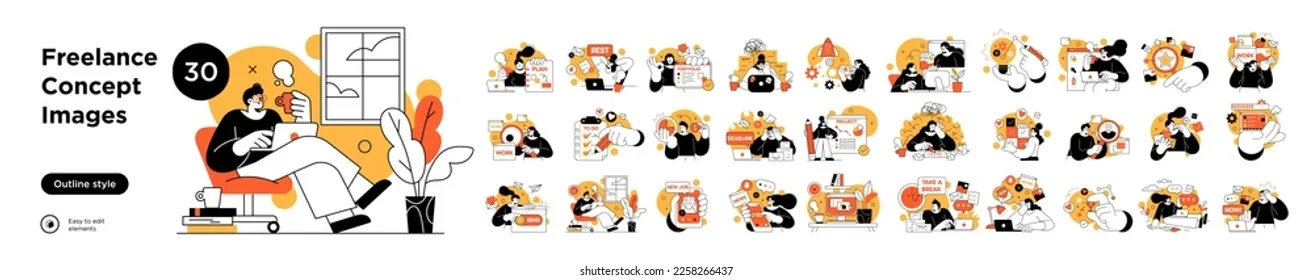 Illustration of a person working efficiently at their desk
